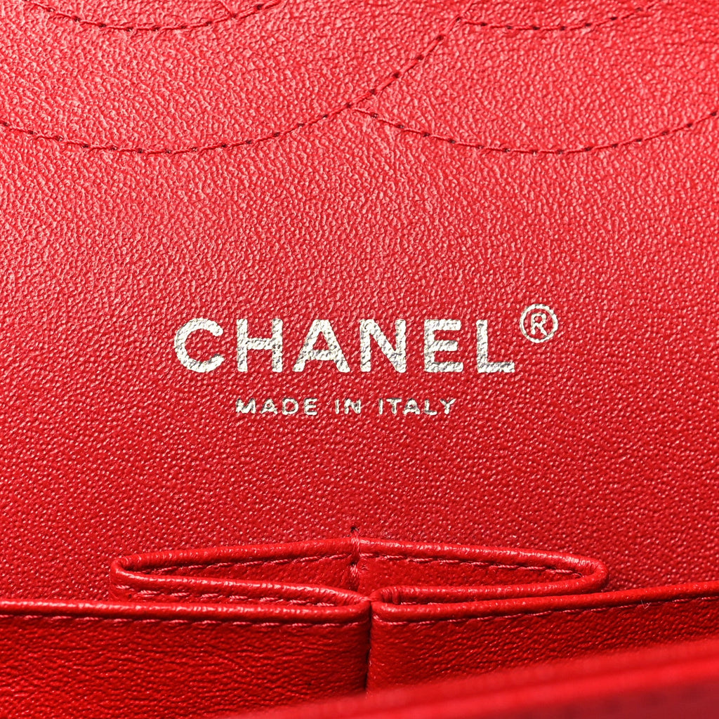 Lambskin Quilted Jumbo Double Flap Red