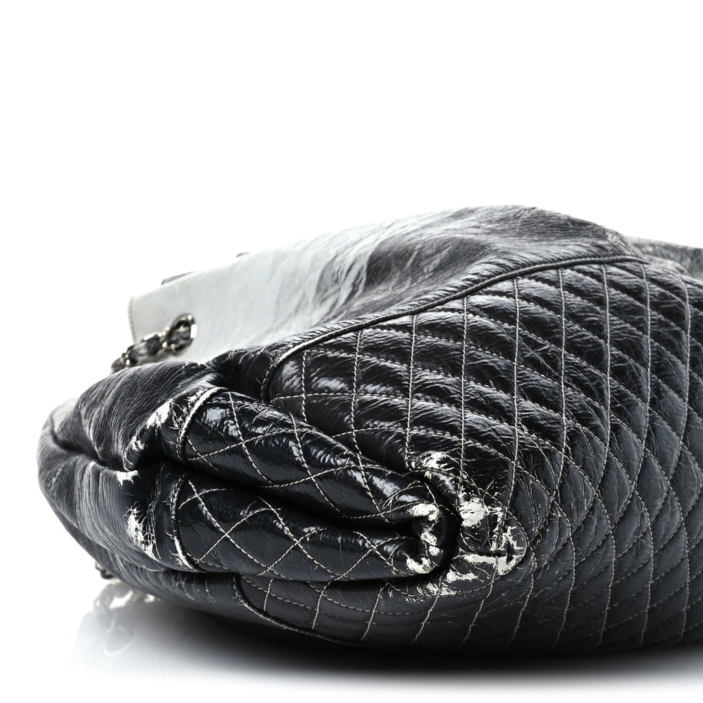 Vinyl Quilted Melrose Degrade Tote Black
