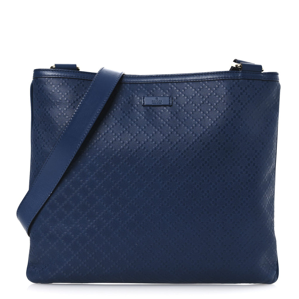 Hilary Lux Bright Diamante Medium Flat Messenger Bag Blue