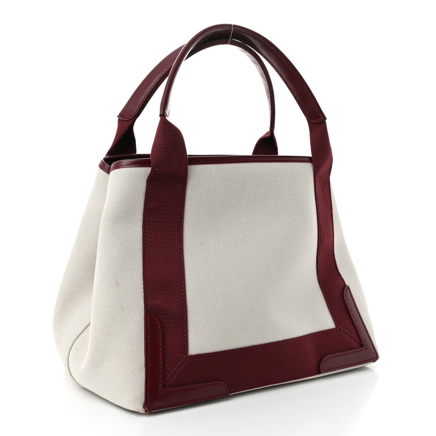 Cotton Canvas Calfskin S Navy Cabas Natural Burgundy