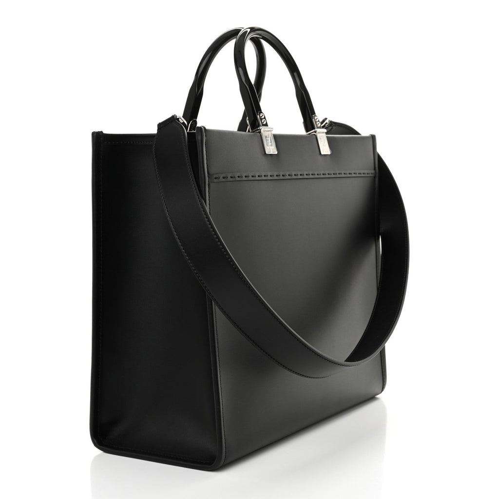 Vitello King Plexiglass Medium Fendi Sunshine Shopper Tote Black White