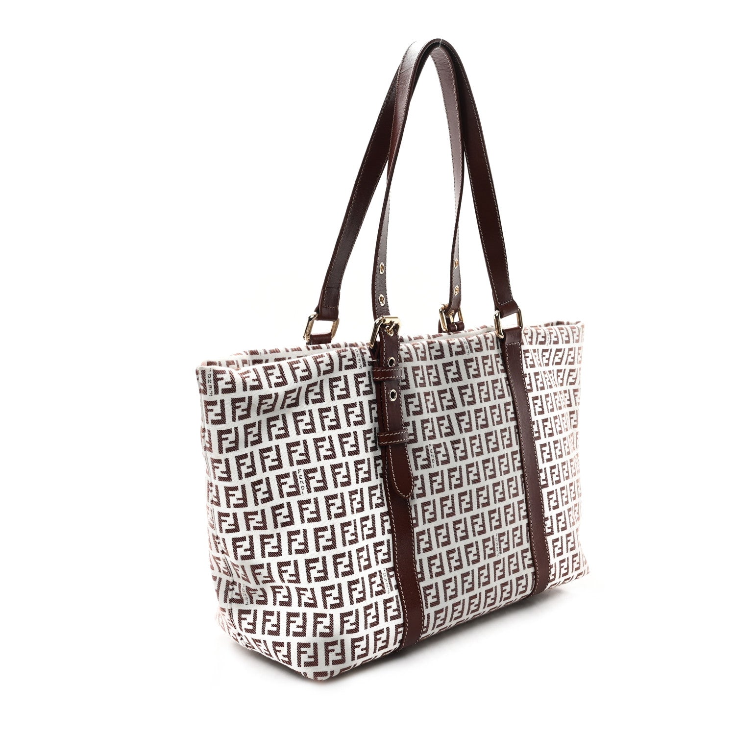 Zucchino Large Charm Shopping Tote White Brown