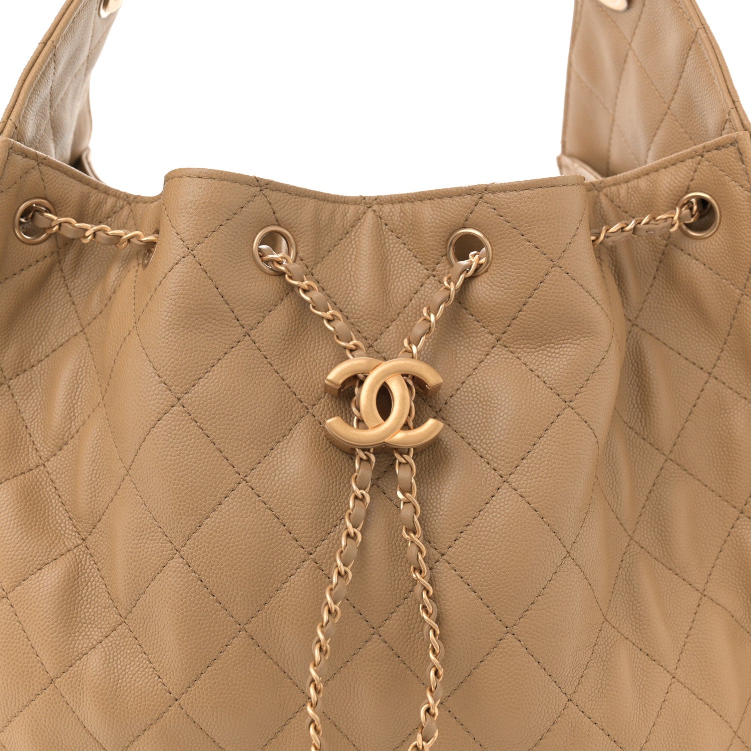 Caviar Quilted Medium Chanel 25 Handbag Dark Beige
