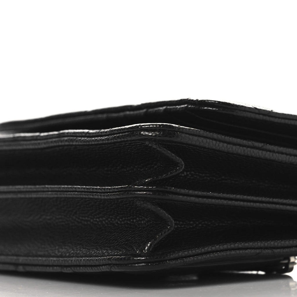 Caviar Quilted Mini Wallet On Chain WOC Black