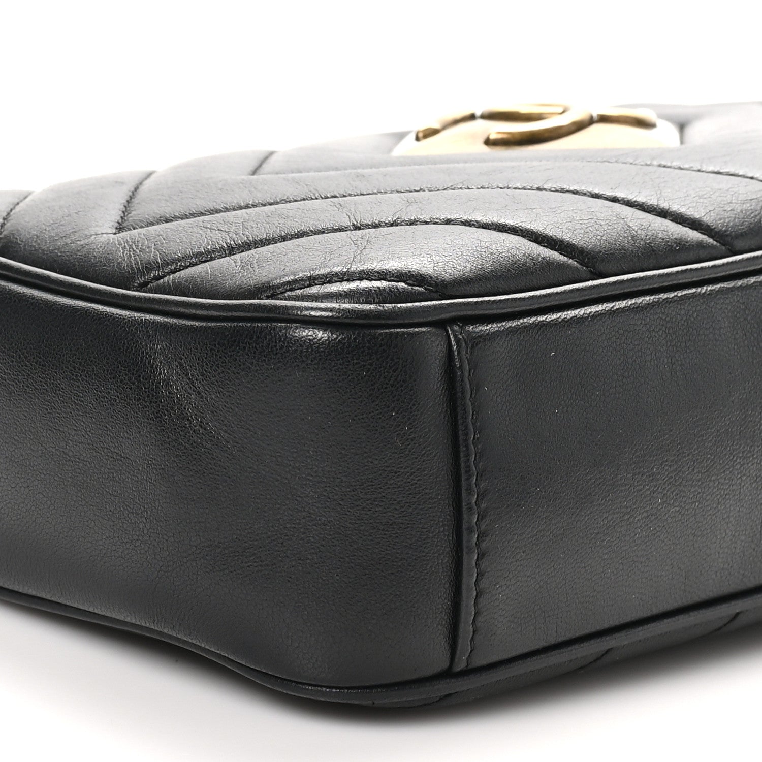 Lambskin Chevron Quilted Pyramid CC Camera Case Black
