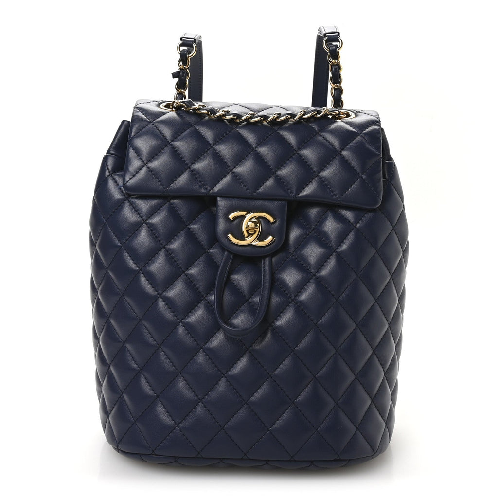 Calfskin Quilted Small Urban Spirit Backpack Navy