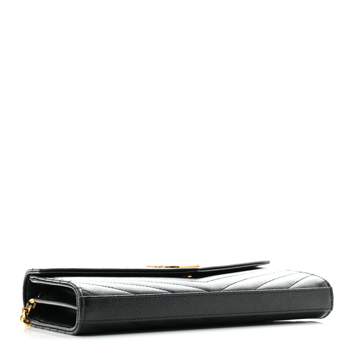 Grain De Poudre Matelasse Chevron Monogram Chain Wallet Black