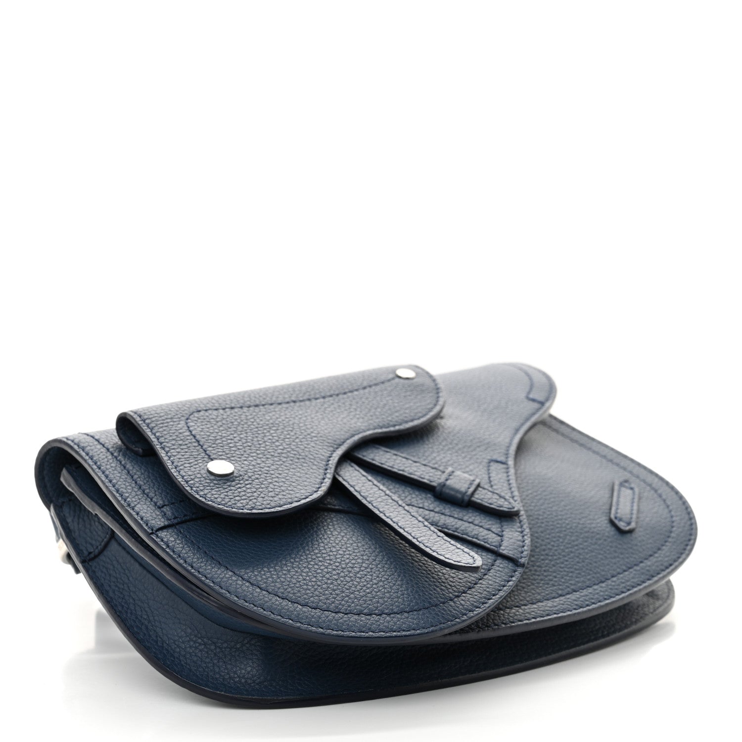 Grained Calfskin Saddle Pouch Blue