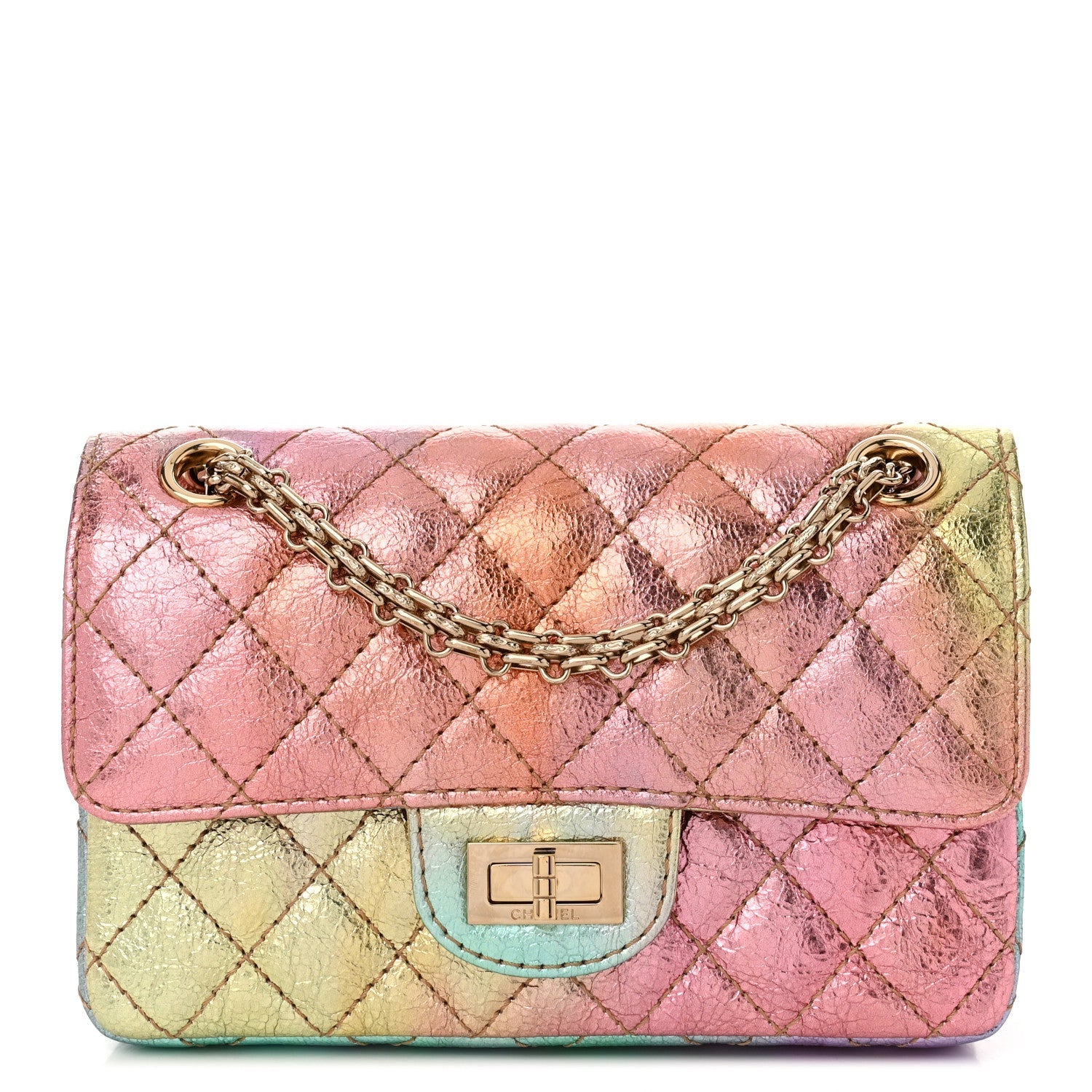 Metallic Goatskin Quilted Mini 2.55 Reissue Flap Multicolor