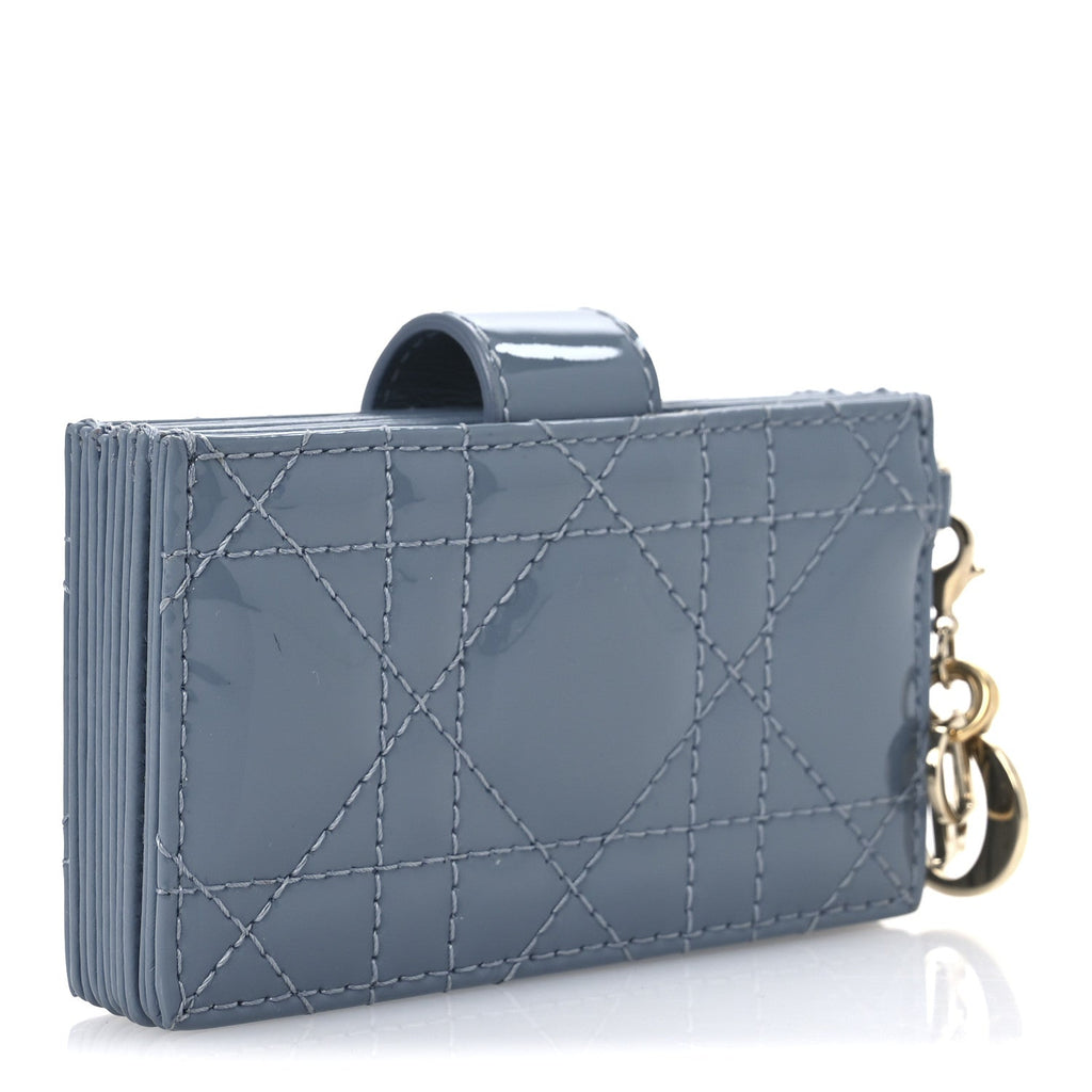 Patent Cannage Lady Dior 5 Gusset Jasmine  Holder Cloud Blue