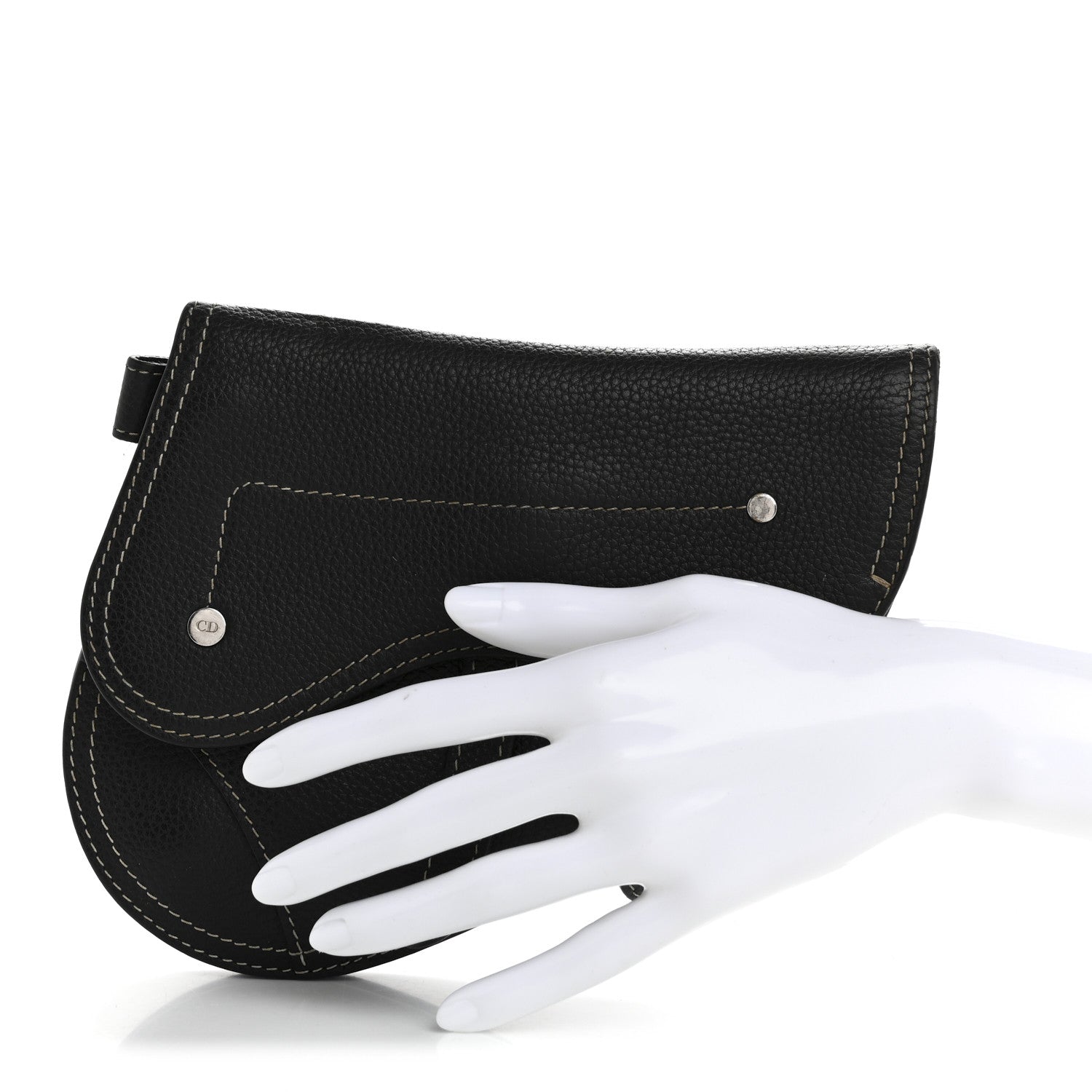 X KAWS Grained Calfskin Saddle Wristlet Black