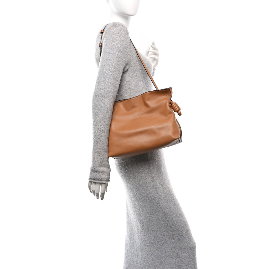 Calfskin Flamenco Knot Clutch Warm Desert