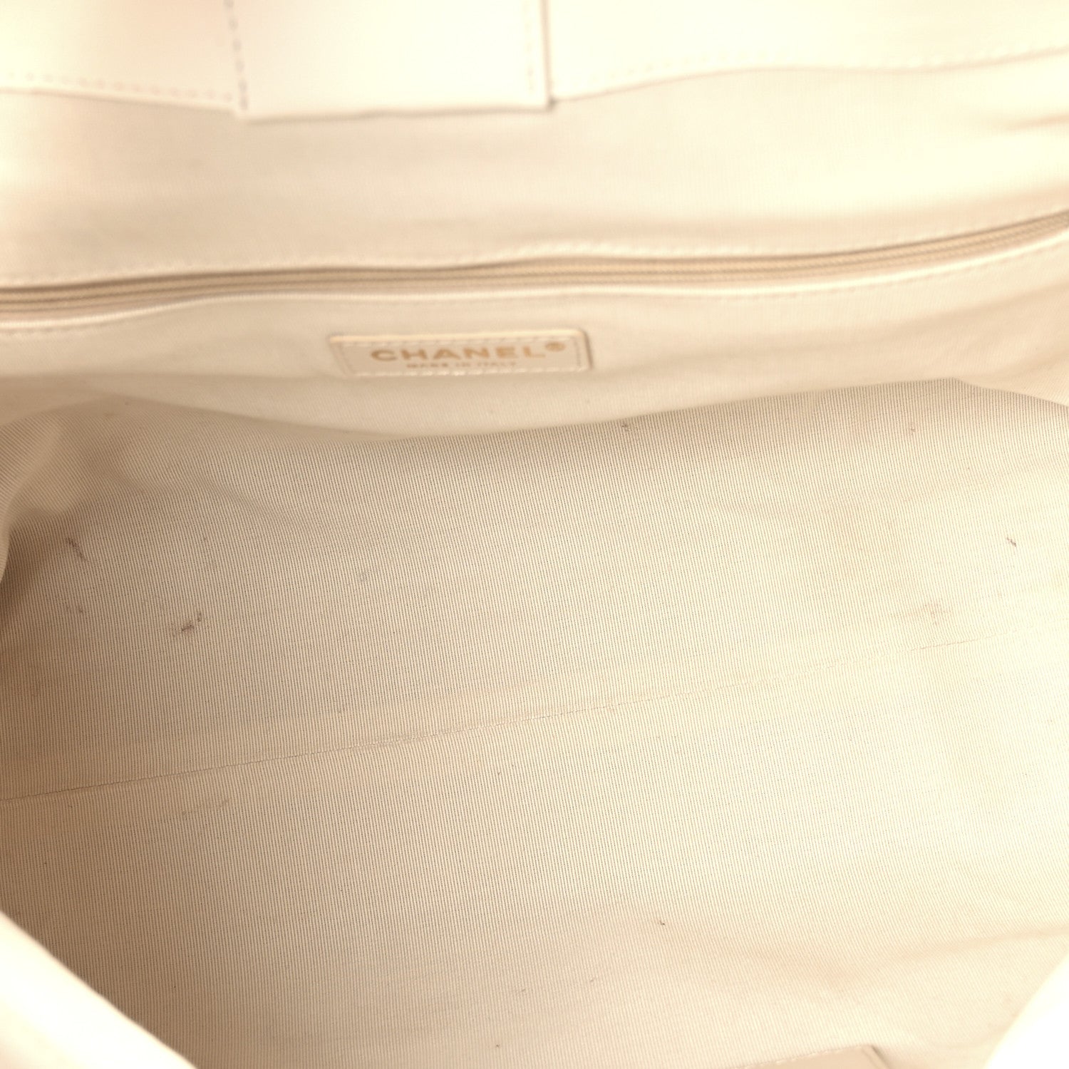 Calfskin Stitched Shopping Bag White