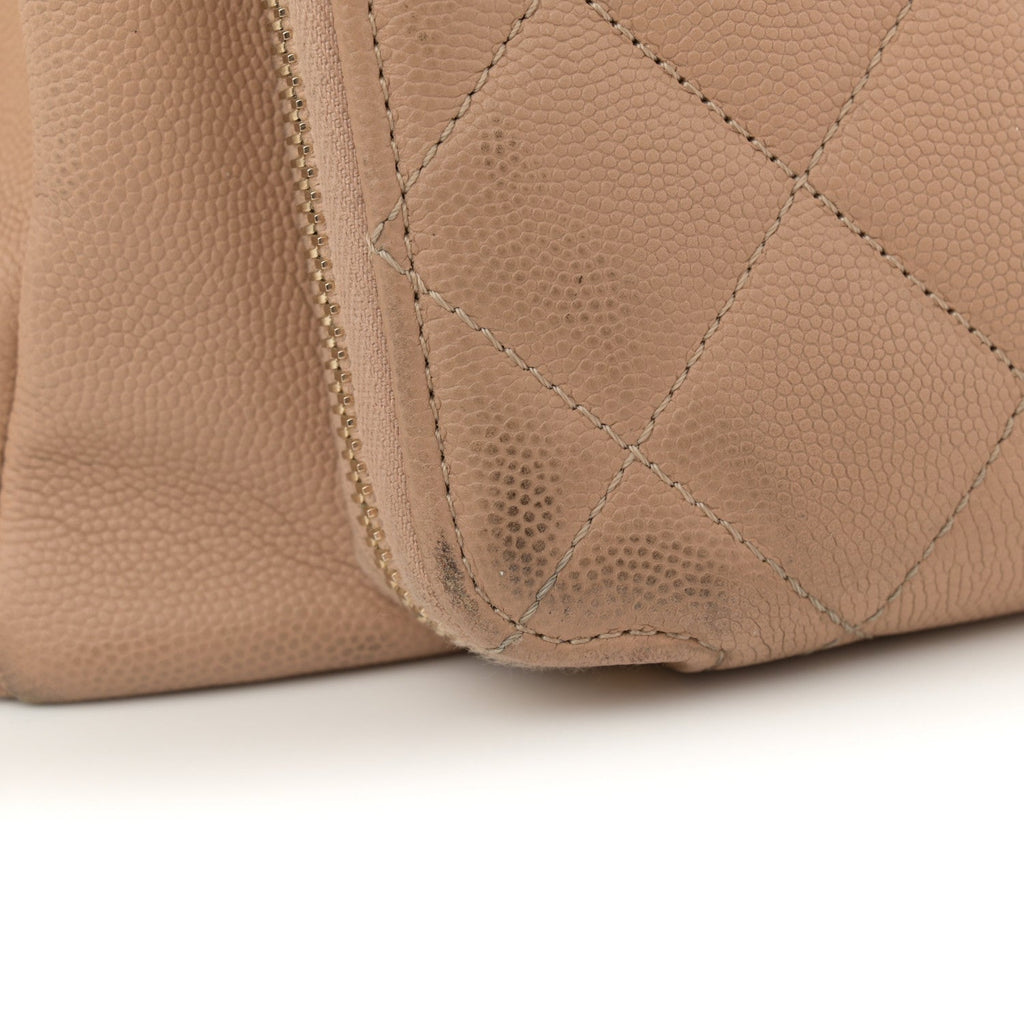 Caviar Quilted Large Business Affinity Shopping Bag Beige