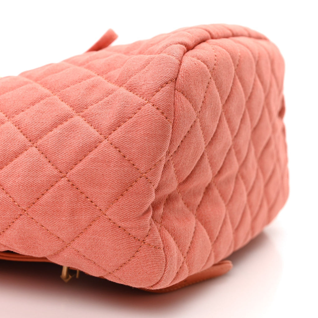 Washed Denim Quilted Small Urban Spirit Backpack Orange
