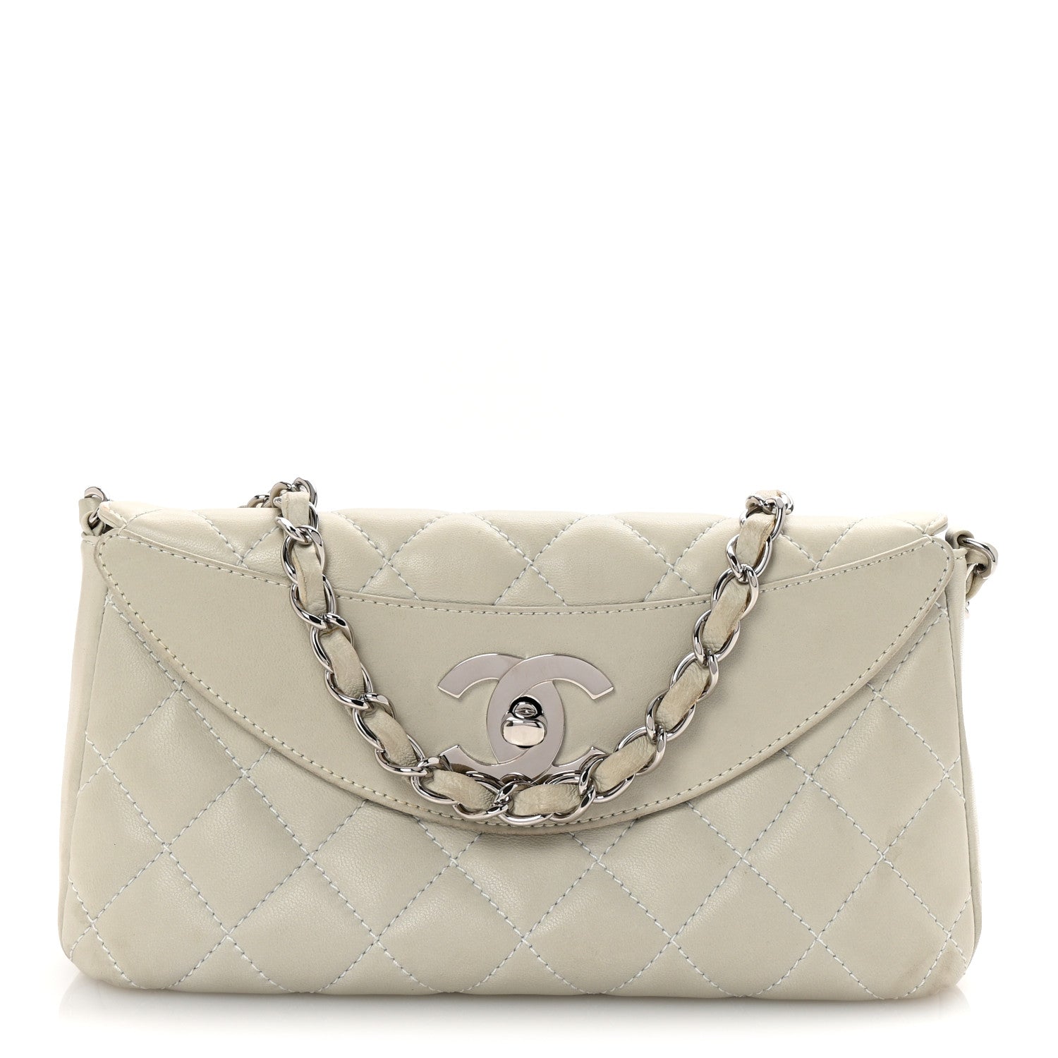 Lambskin Quilted Small Single Flap Bag Grey