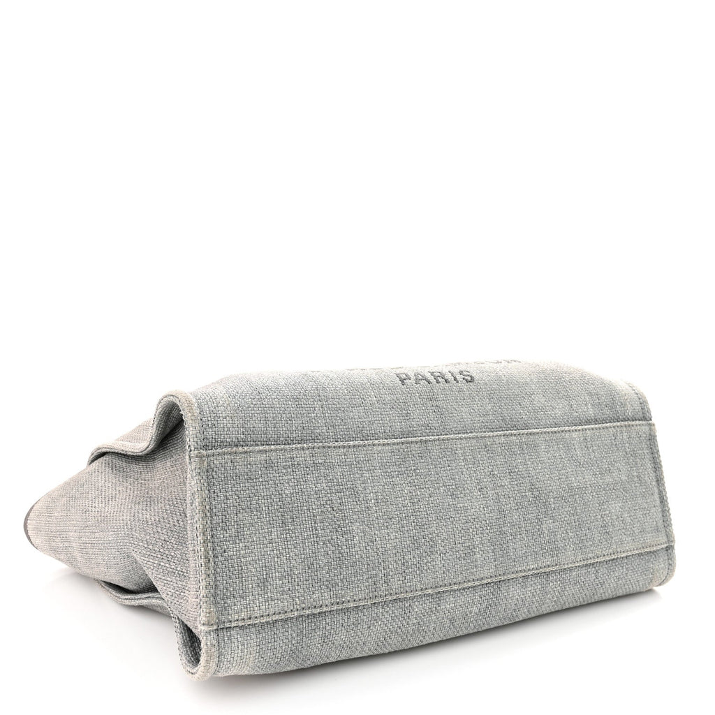 Woven Straw Raffia Large Deauville Tote Grey