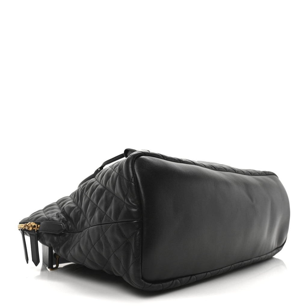 Calfskin Quilted ES Giant Travel Bag Black