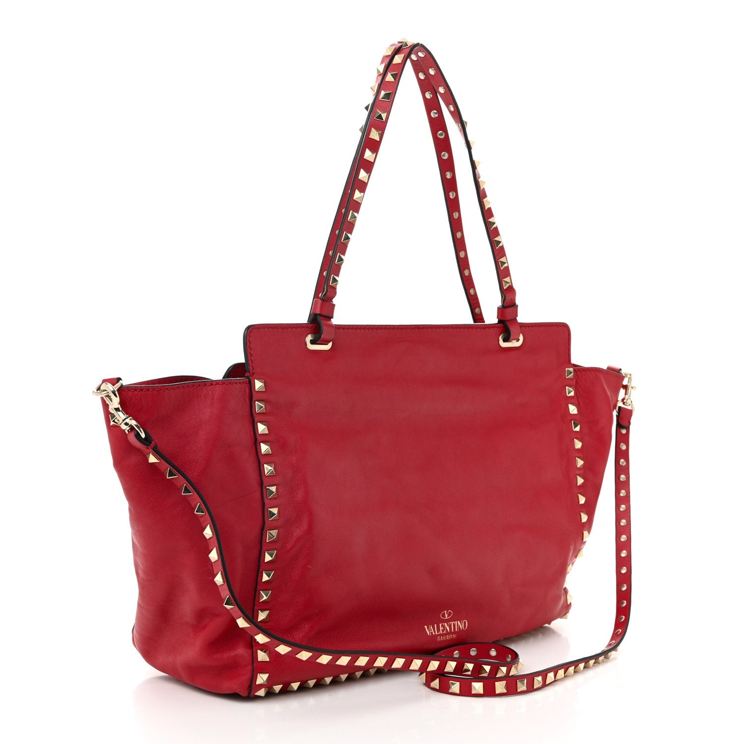 Vitello Medium Rockstud Tote Rosso Valentino
