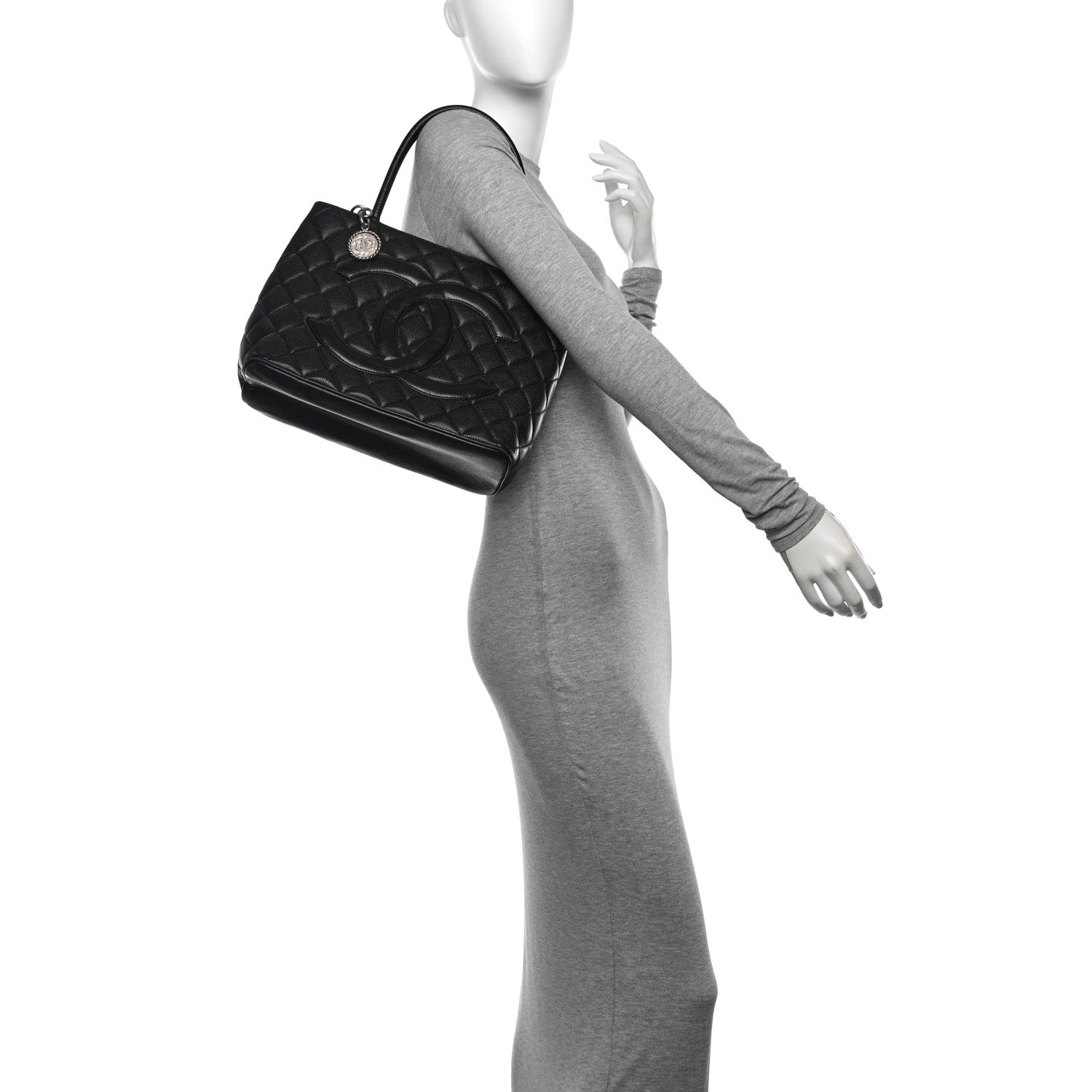 Caviar Quilted Medallion Tote Black