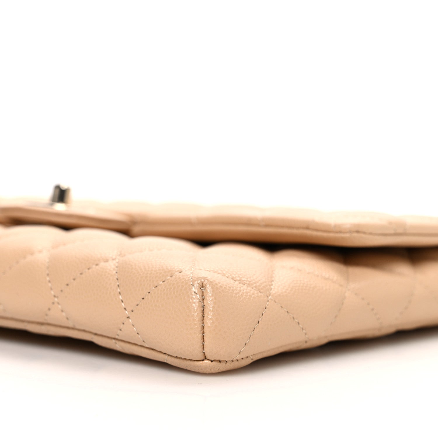Caviar Quilted Flap Clutch Beige