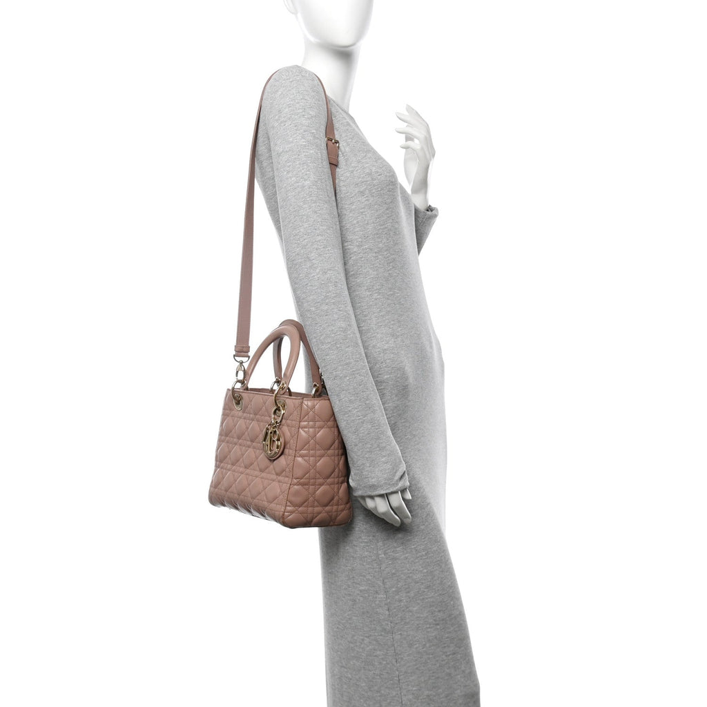 Lambskin Cannage Medium Lady Dior Light Pink