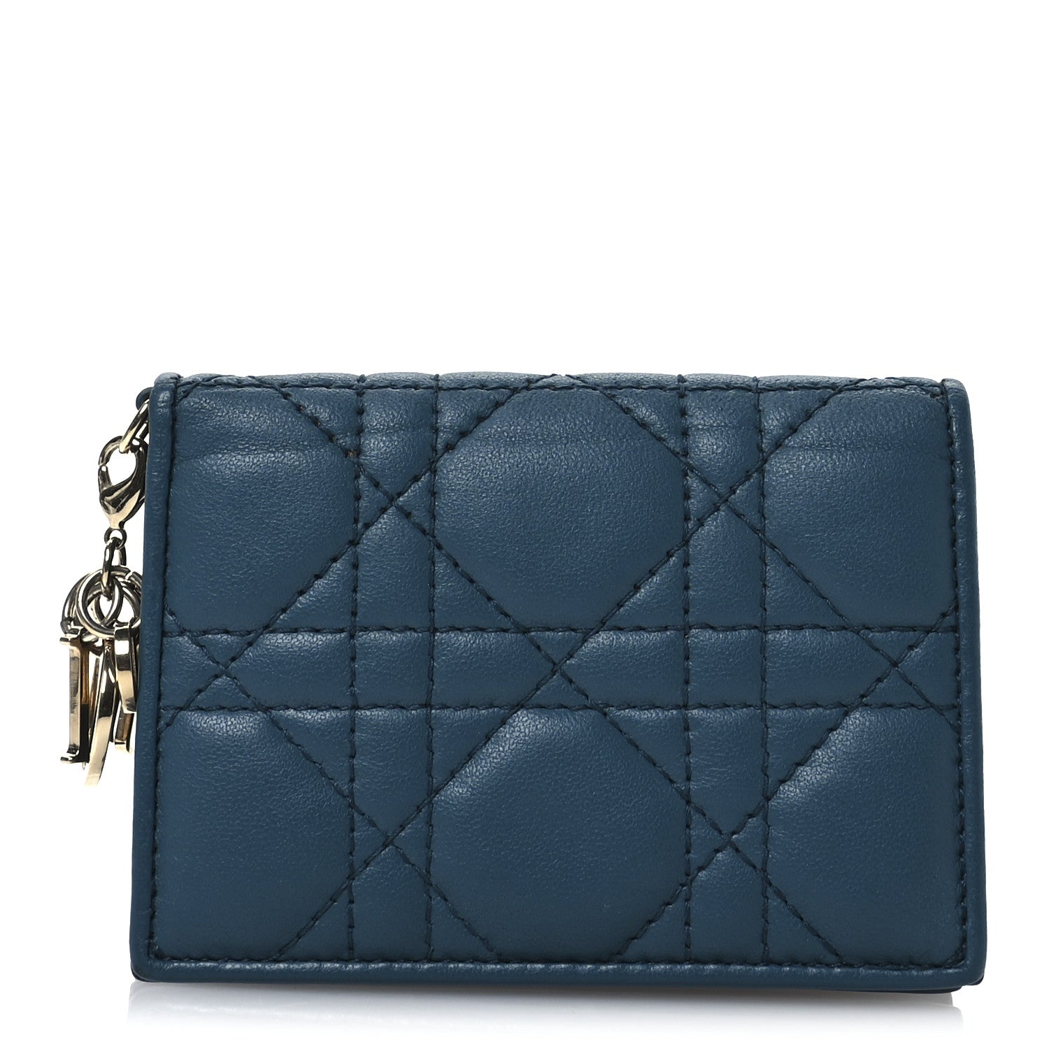 Lambskin Cannage Small Lady Dior Flap  Holder Deep Ocean