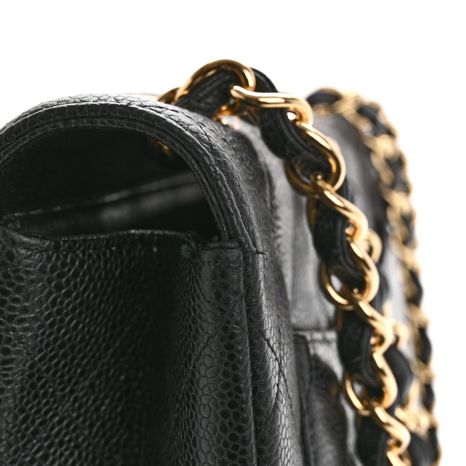 Caviar Quilted Jumbo Double Flap Black