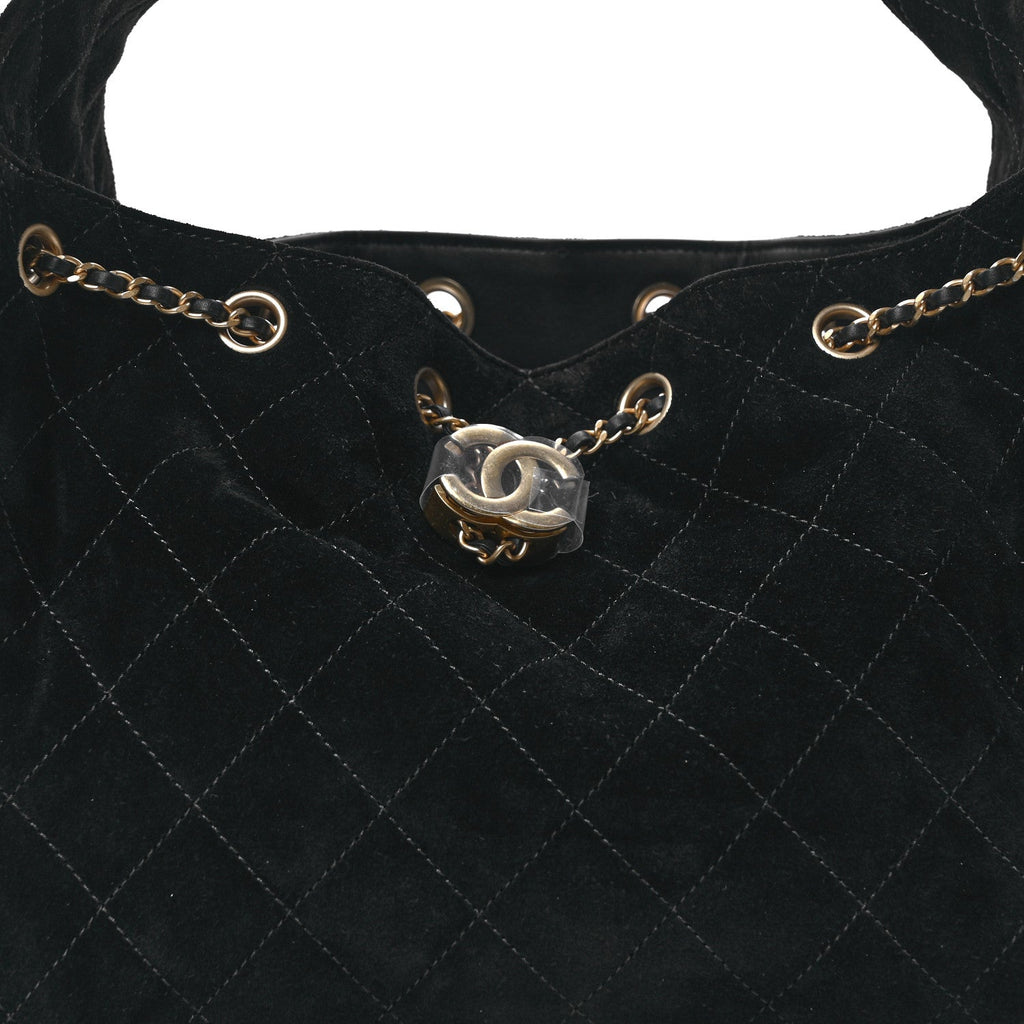 Suede Quilted Small Chanel 25 Handbag Black