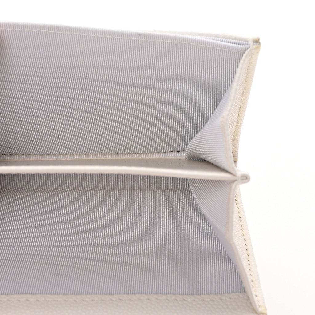Caviar Quilted Flap  Holder On Chain White