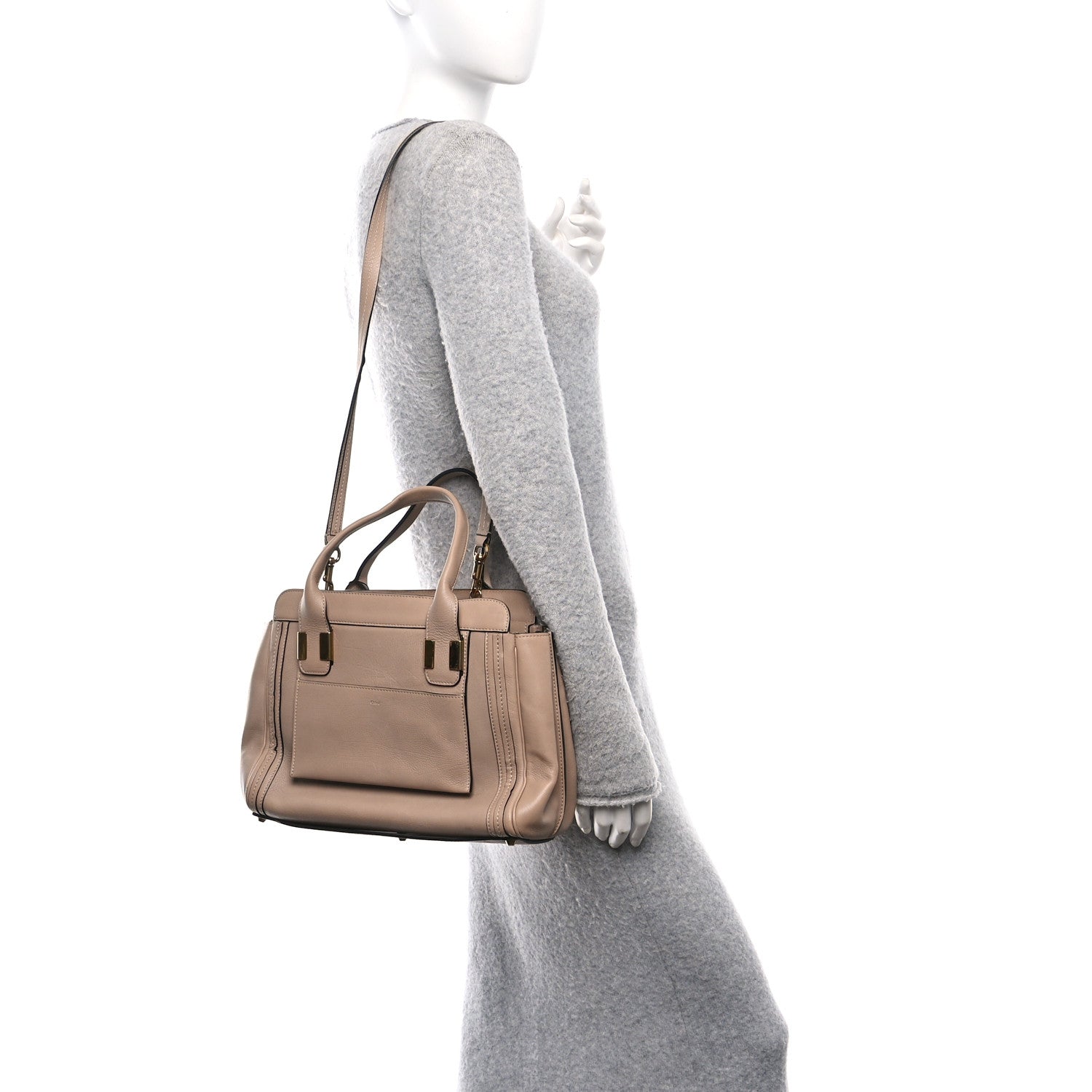 Calfskin Medium Alice Satchel Beige