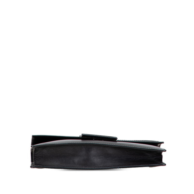Fendi Flat Baguette Leather Canvas Shoulder Bag