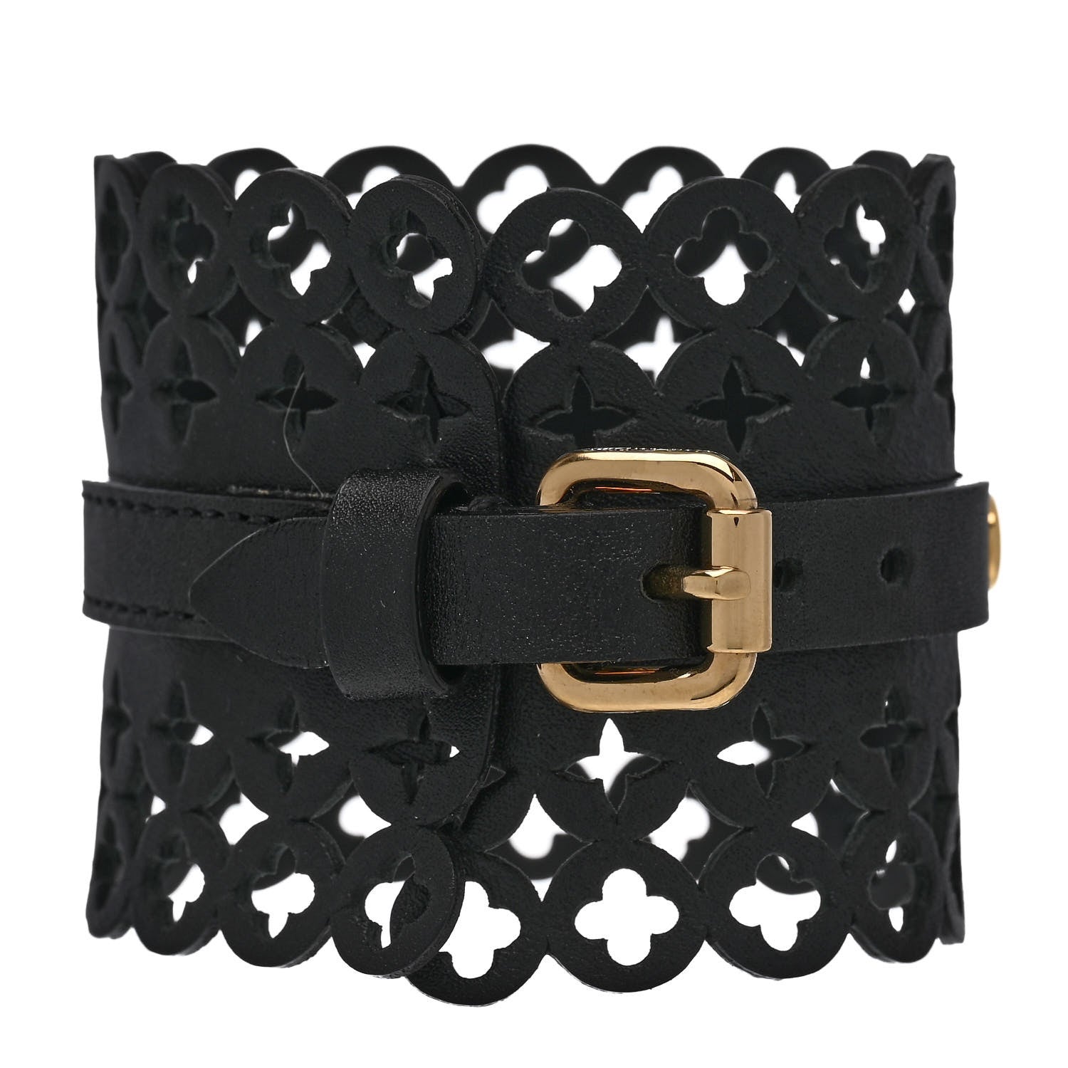 Calfskin Flower It Bracelet 17 Black