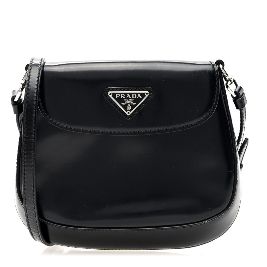 Spazzolato Mini Cleo Flap Adjustable Strap Shoulder Bag Black