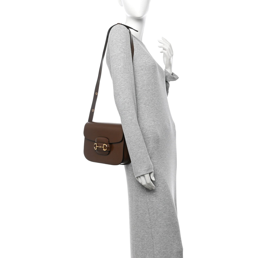 Azalea Calfskin Horsebit 1955 Shoulder Bag Brown Sugar
