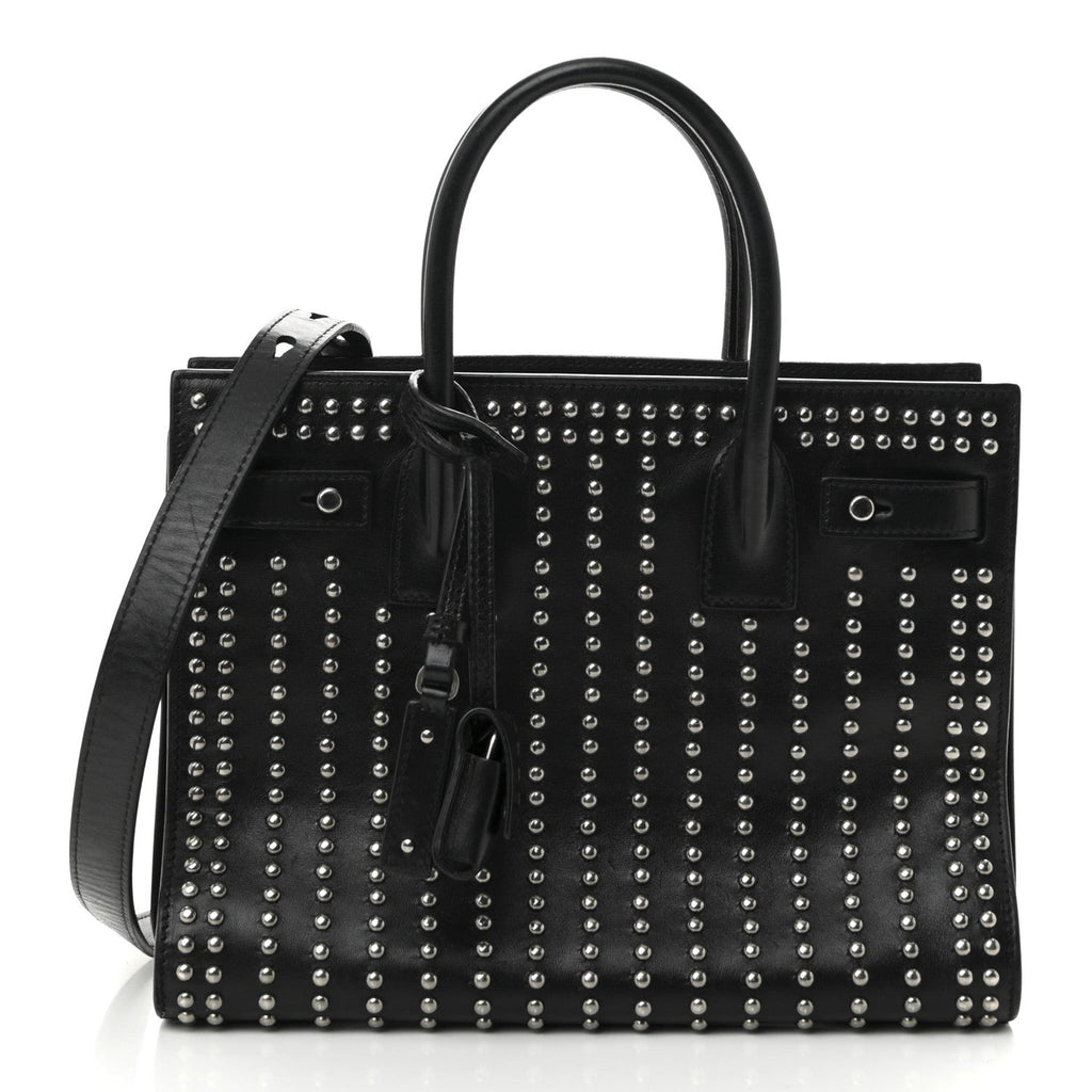 Smooth Calfskin Studded Small Sac De Jour Black