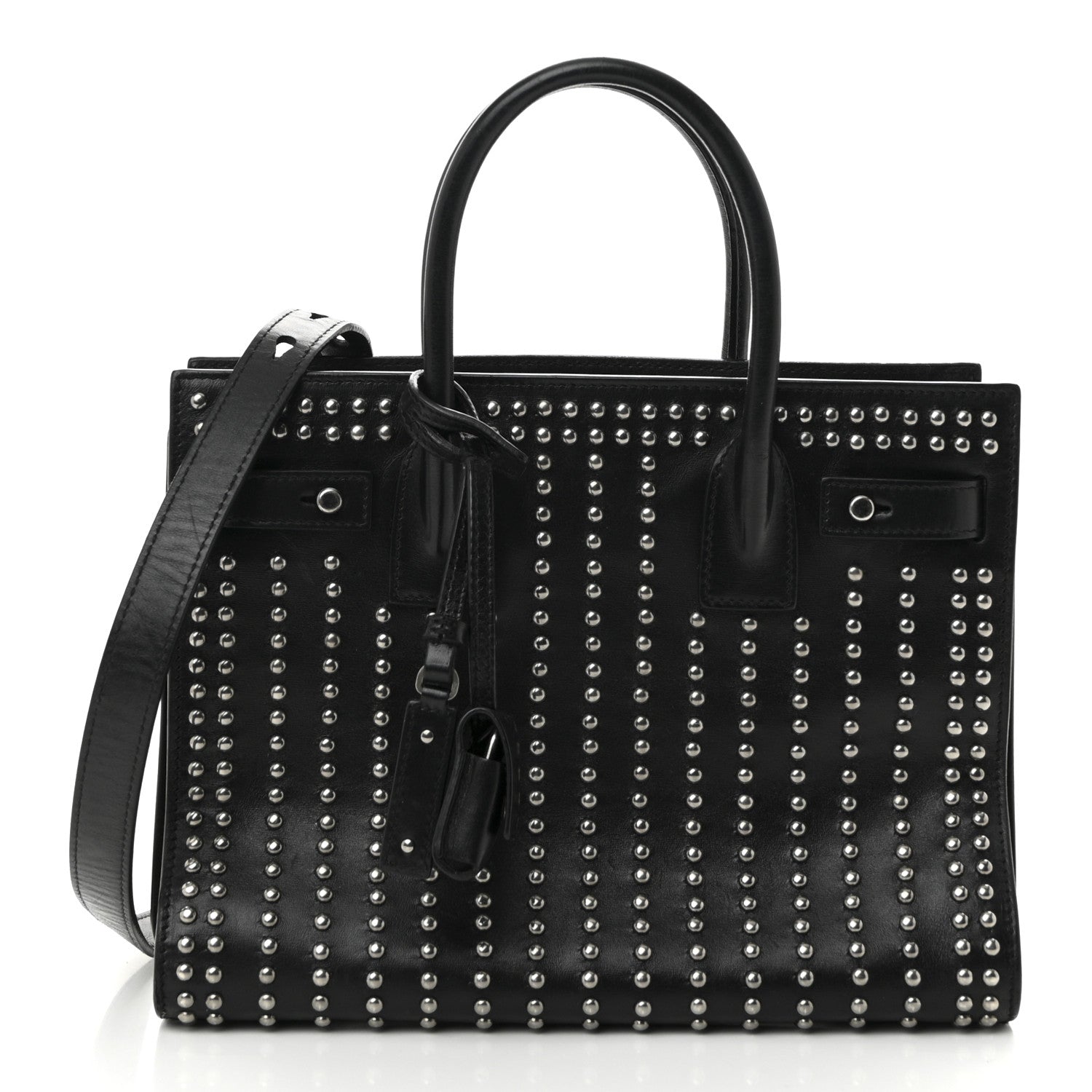 Smooth Calfskin Studded Small Sac De Jour Black