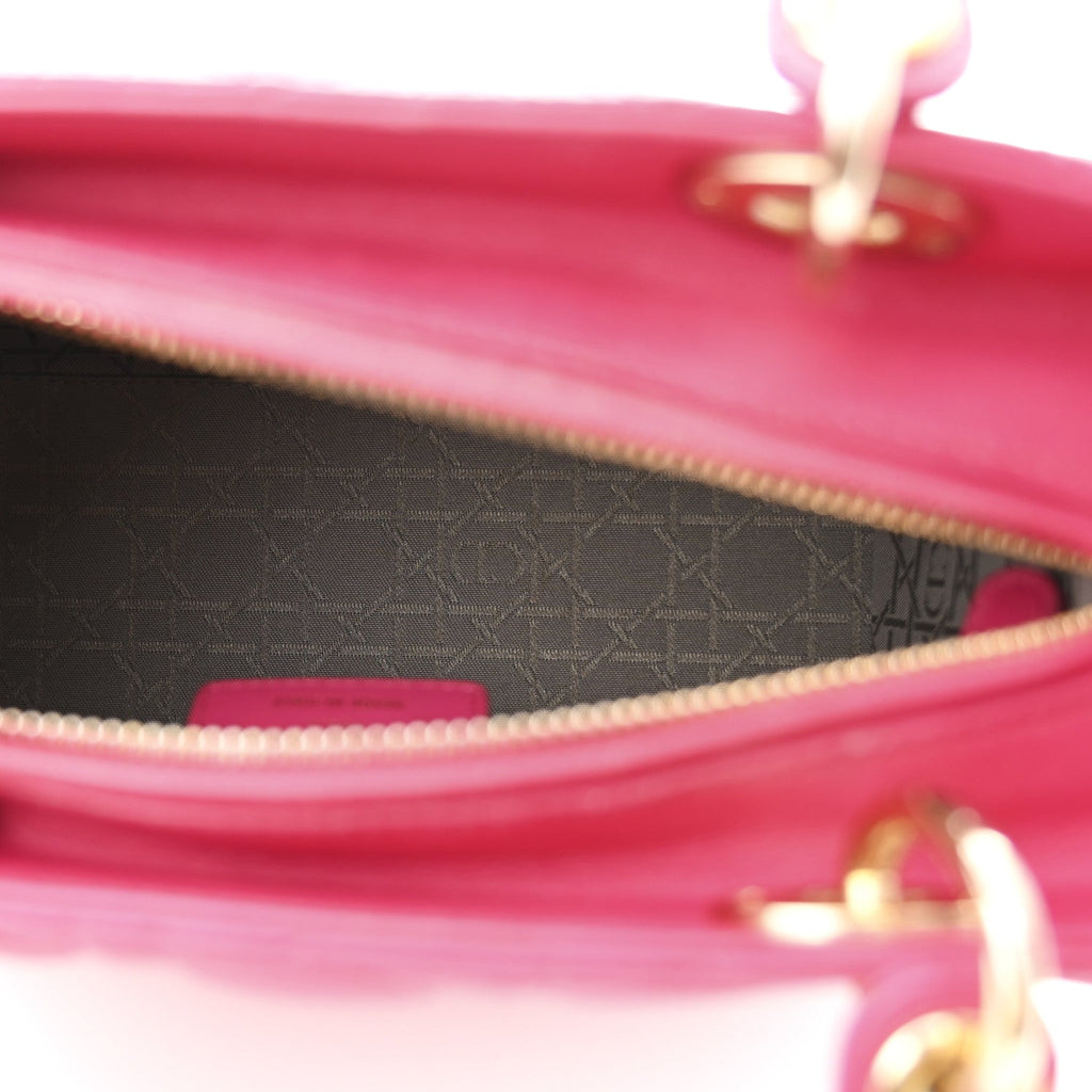 Lambskin Cannage Medium Lady Dior Fuchsia