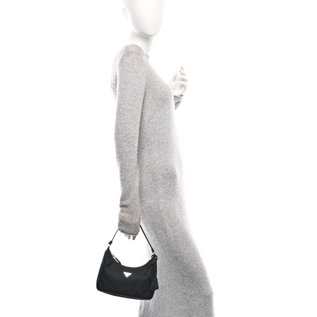 Tessuto Nylon Saffiano Mini Re-Edition 2005 Bag Black