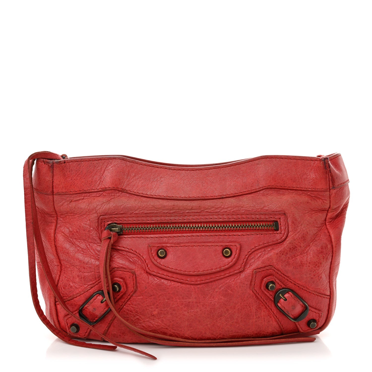 Chevre Classic Hardware Porte Toilette Makeup Clutch  Rouge Coquelicot