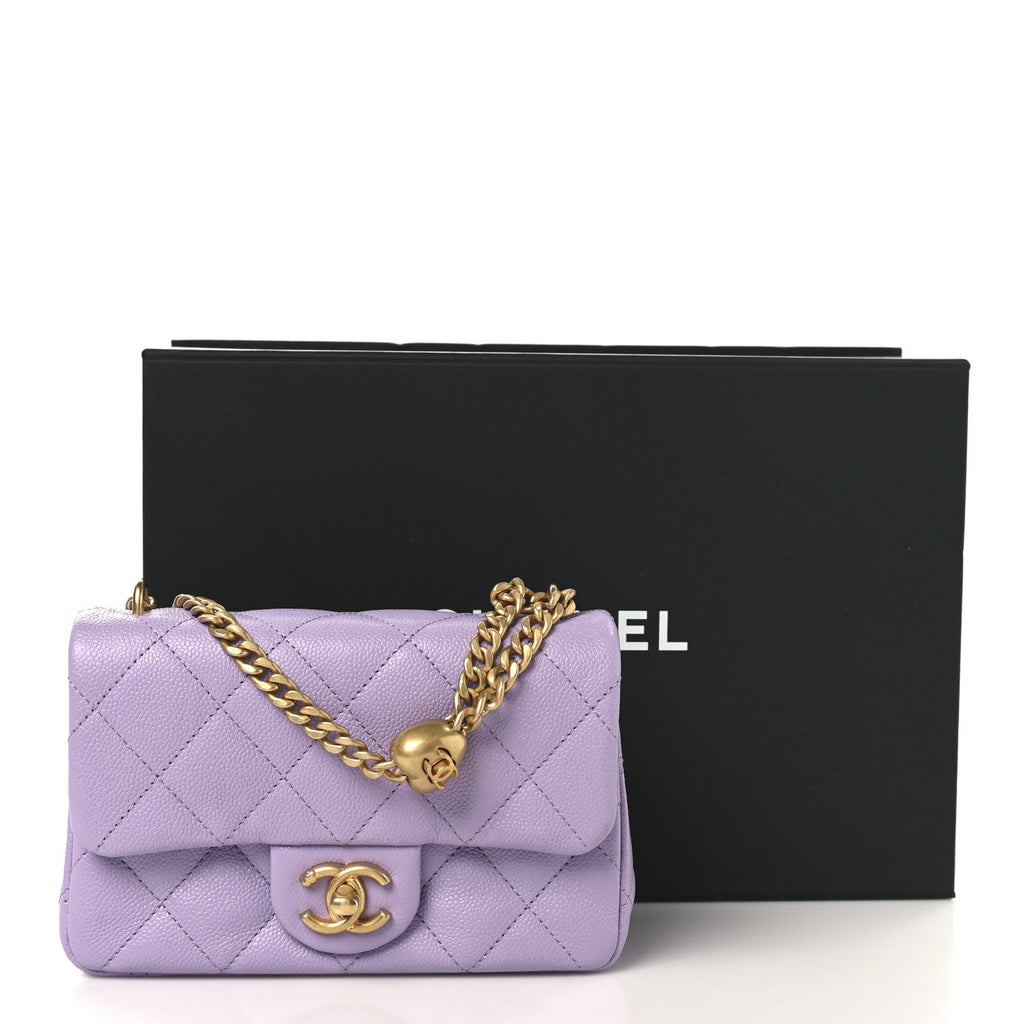 Caviar Quilted Mini Rectangular Sweetheart Flap Light Purple