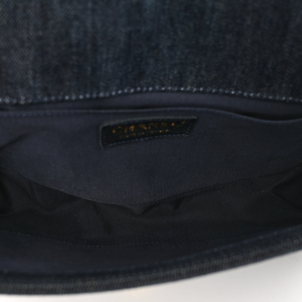 Tweed Denim Medium Boy Flap Navy Blue
