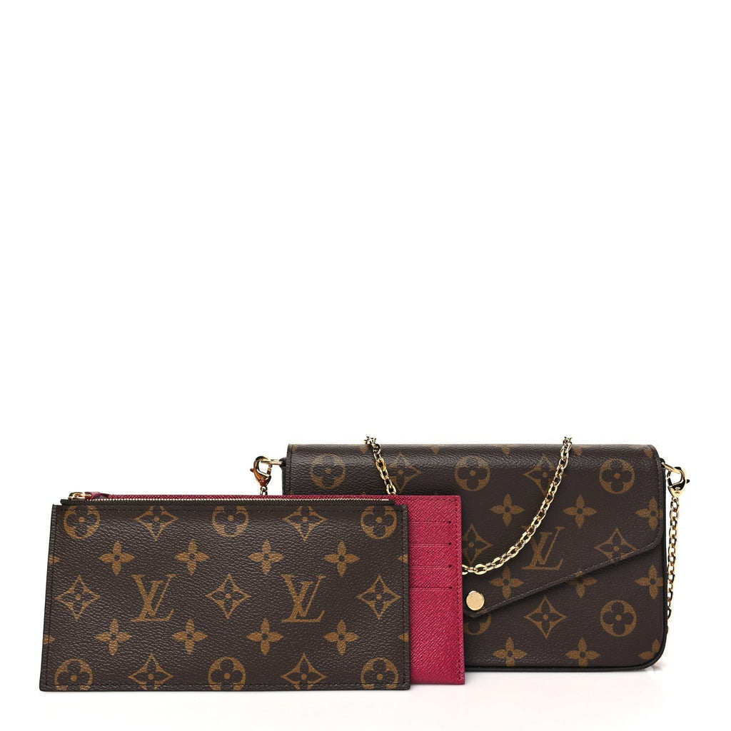 Monogram Pochette Felicie Chain Wallet Fuchsia