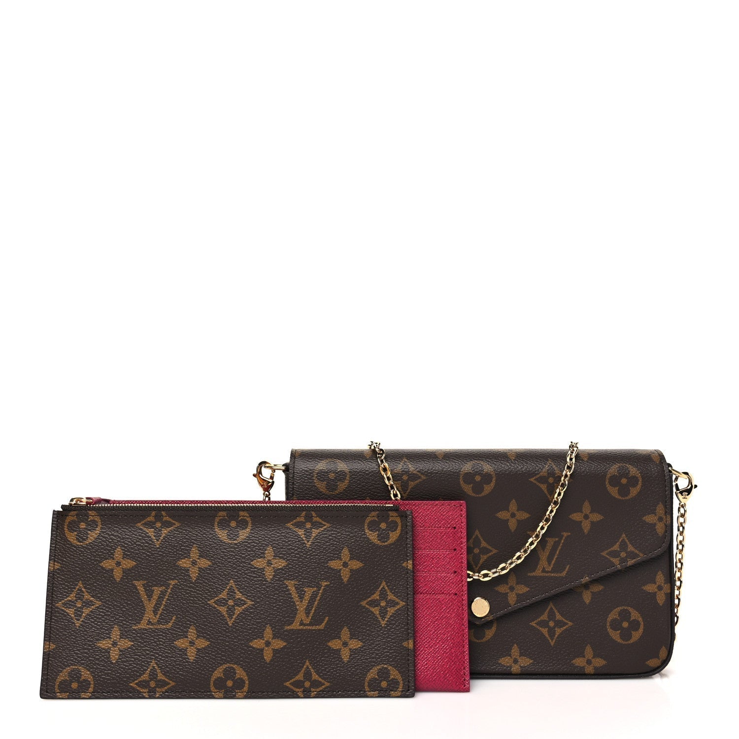 Monogram Pochette Felicie Chain Wallet Fuchsia