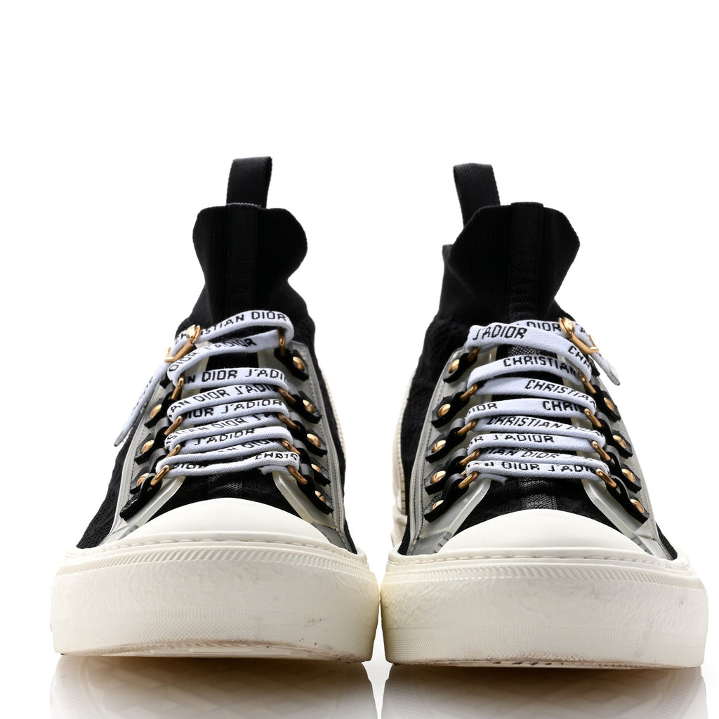 Technical Knit Calfskin Cannage Womens Walk'N'Dior High Top Sneakers 41 Black