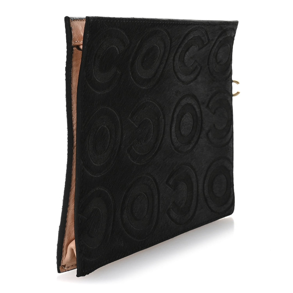 Pony Hair CocoDouble Pouch Black Rose