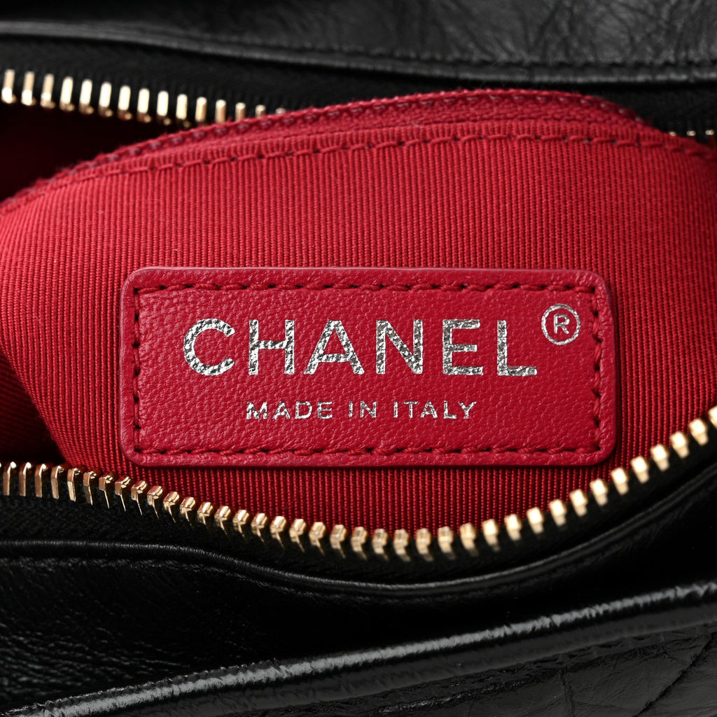 Aged Calfskin Quilted Small Gabrielle Logo Hobo Black