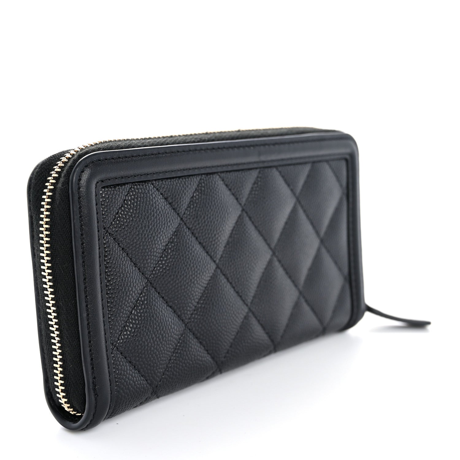 Caviar Quilted Medium Filigree Zip Around Wallet Black