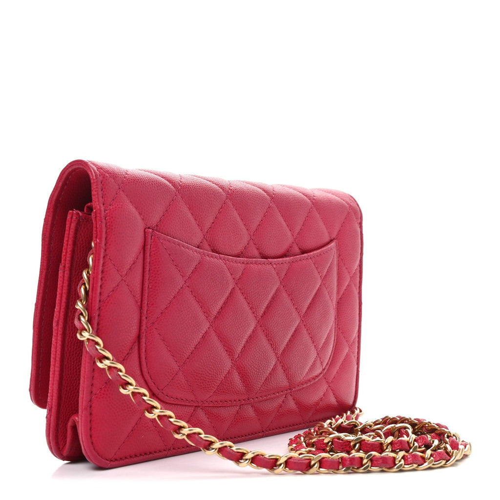 Caviar Quilted 2.55 Reissue Wallet On Chain WOC Dark Pink