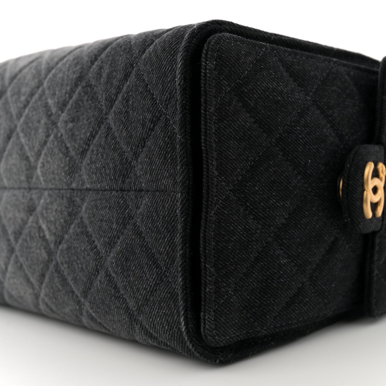 Washed Denim Quilted Small Chanel 25 Handbag Black